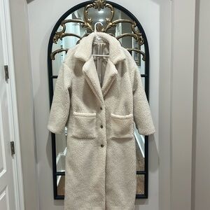 Faux Shearling  Fur Long Coat EUC  SzM